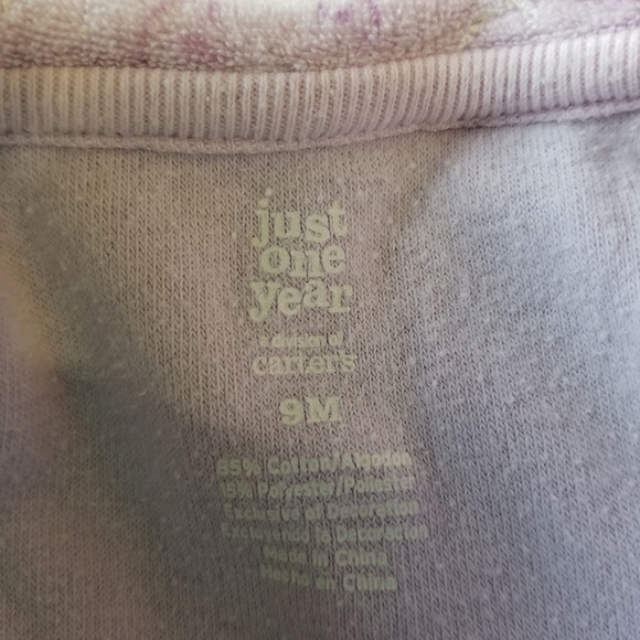 Purple Carter's just one year one piece footie pajamas Size 9 Months - Picture 3 of 6